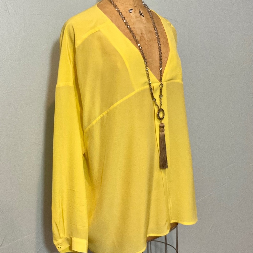 CHICO’S BLACK LABEL YELLOW SILK BLOUSE/TOP 3/14/16 NWOT